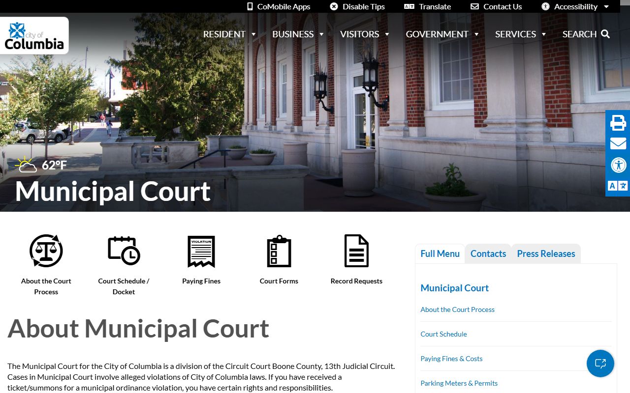 Columbia probate court records - Columbia municipal court reference