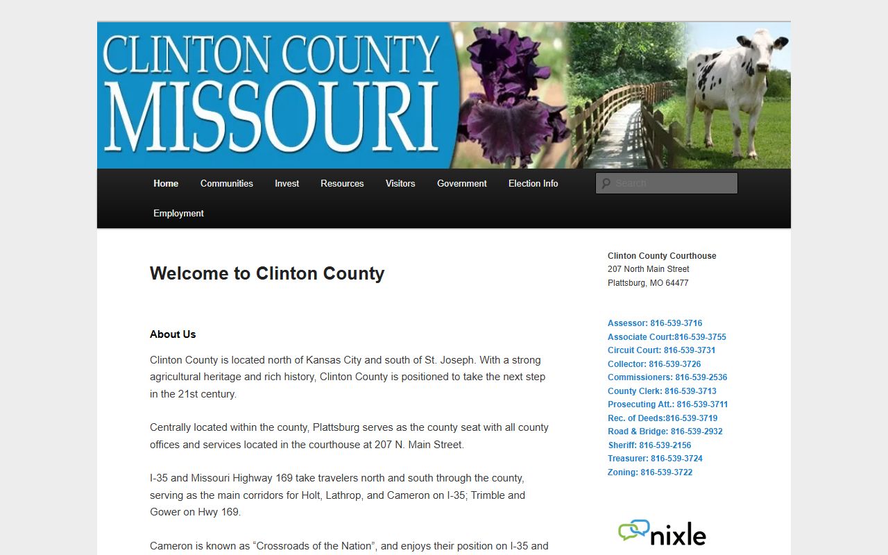 Clinton County Missouri official website for probate court records in Plattsburg