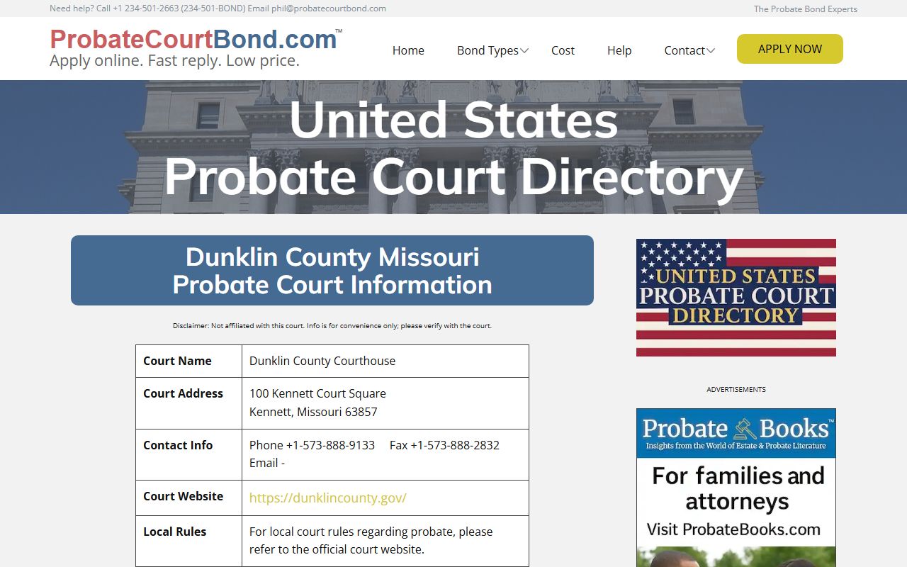 Dunklin County probate court records