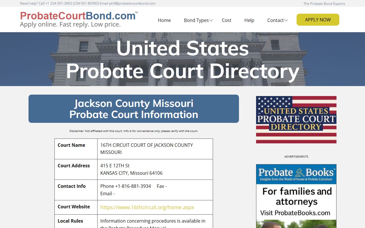 Jackson County probate court records reference information