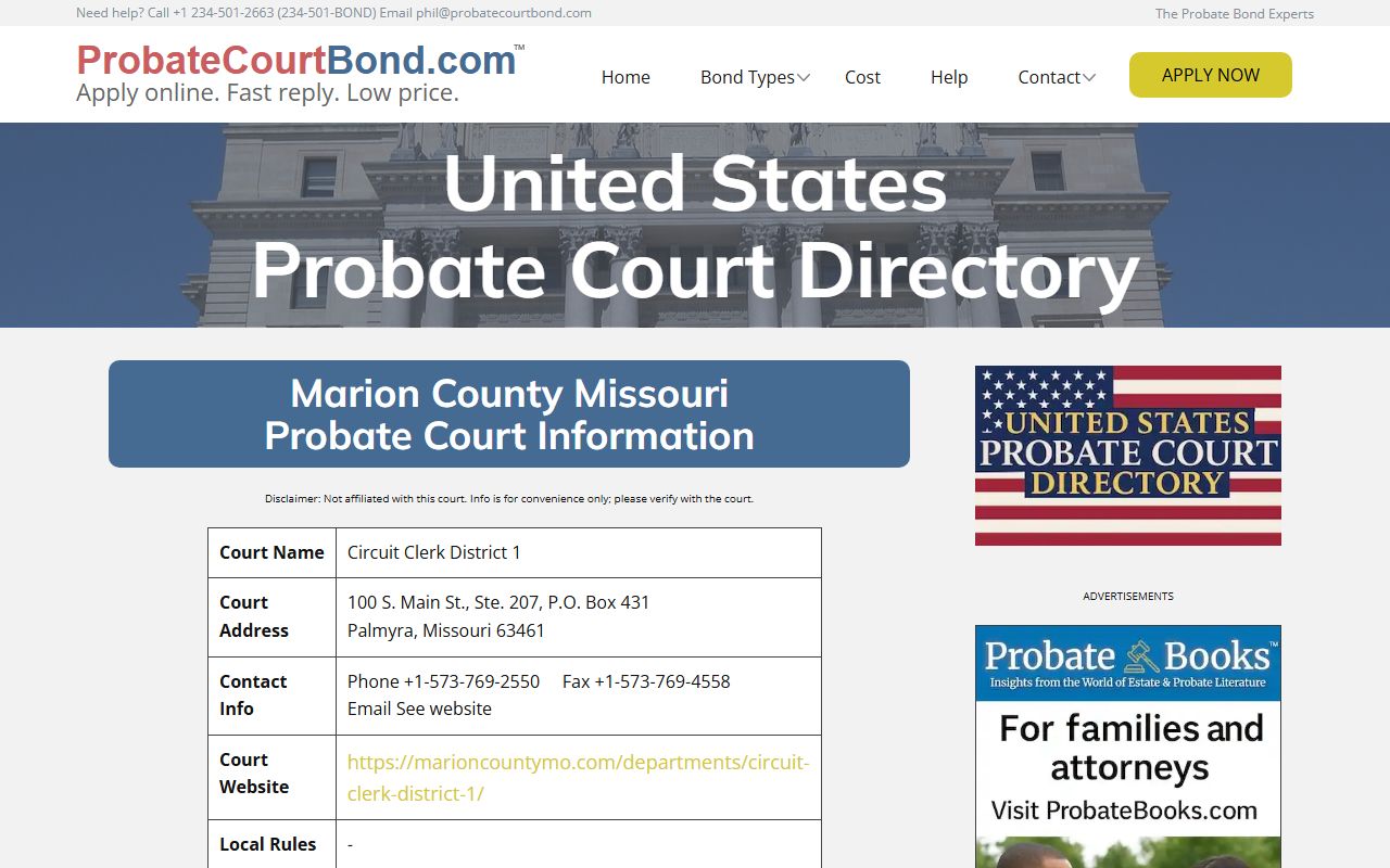 Marion County probate court records and circuit court information
